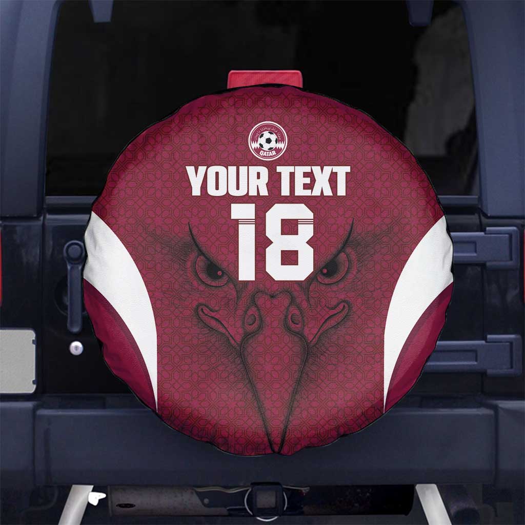 Custom Qatar Football Spare Tire Cover Maroon Falcon Spirit Red Version - Wonder Print Shop