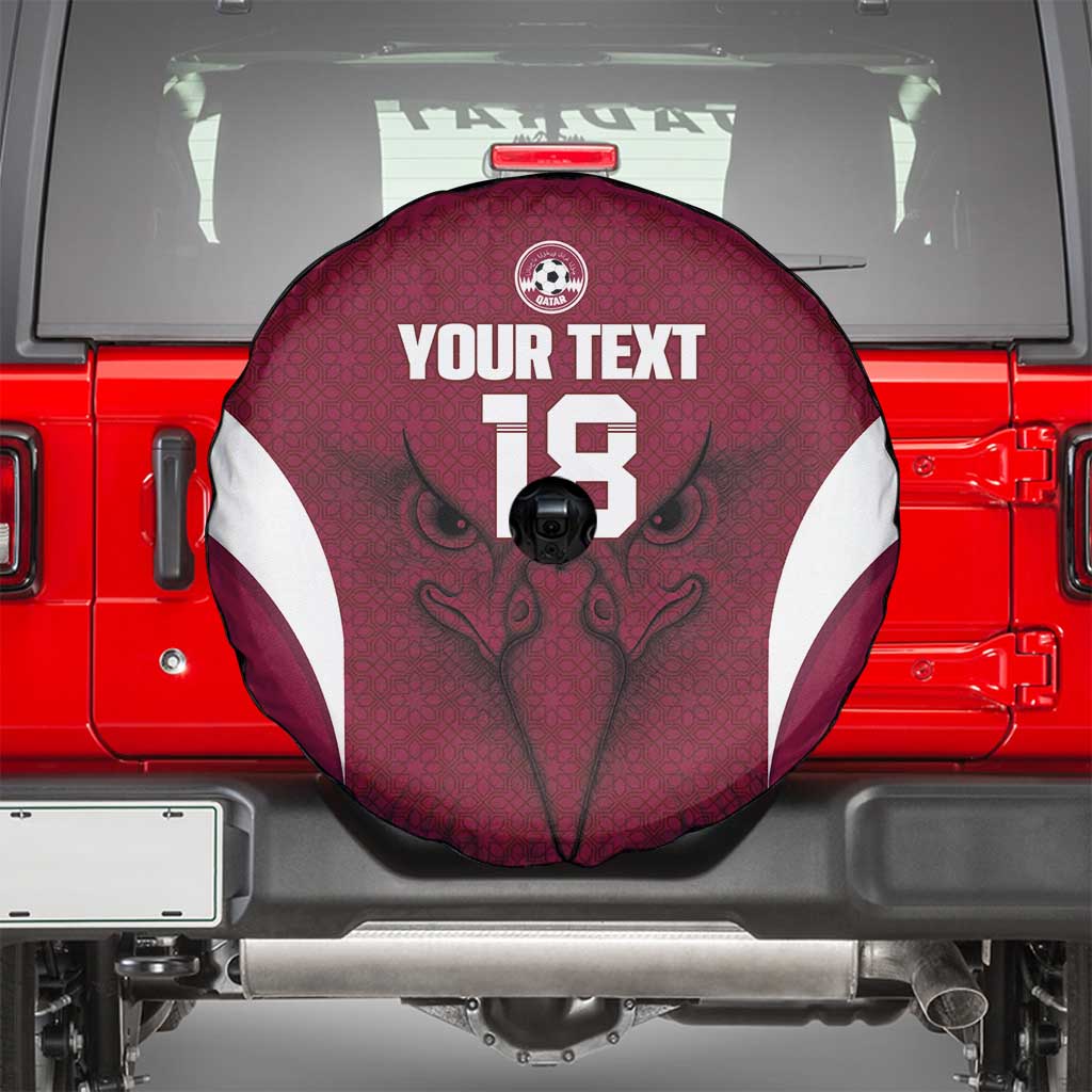 Custom Qatar Football Spare Tire Cover Maroon Falcon Spirit Red Version - Wonder Print Shop