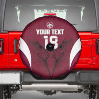 Custom Qatar Football Spare Tire Cover Maroon Falcon Spirit Red Version - Wonder Print Shop