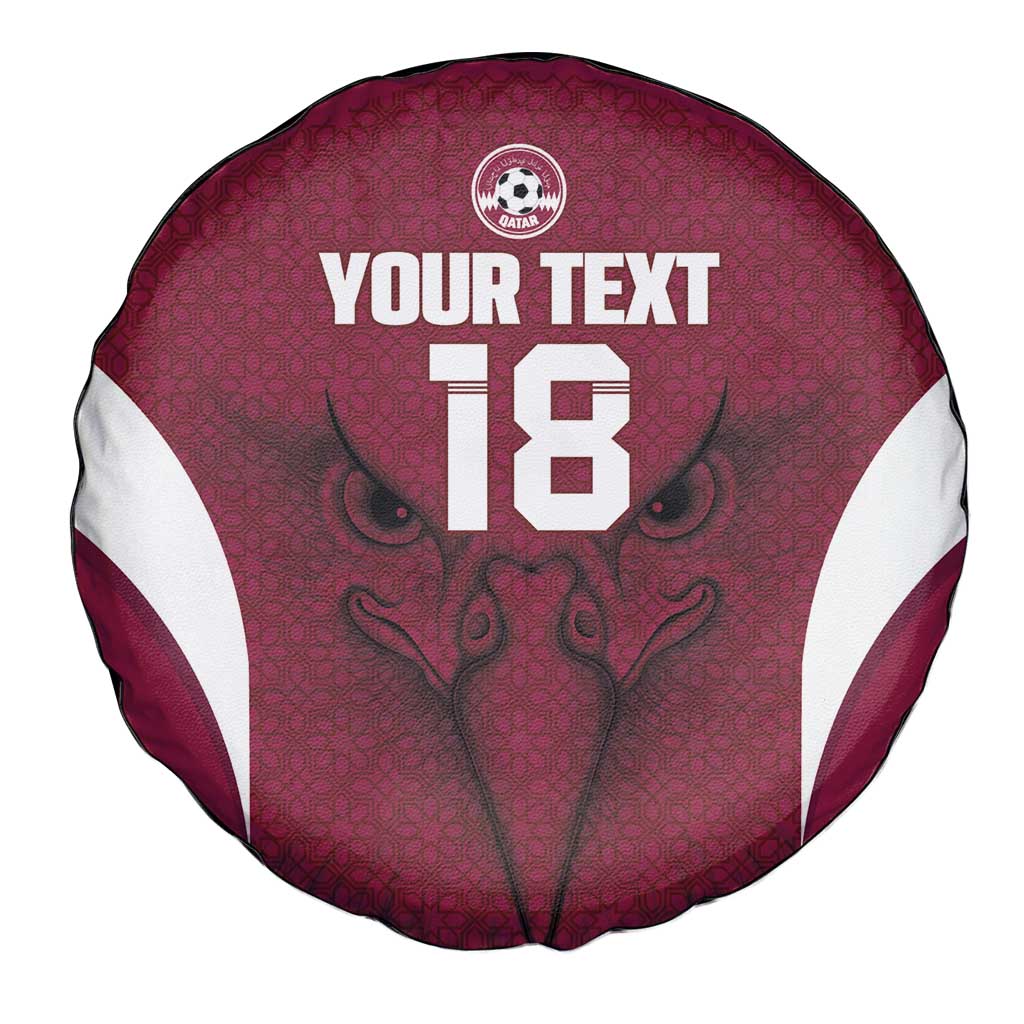 Custom Qatar Football Spare Tire Cover Maroon Falcon Spirit Red Version - Wonder Print Shop