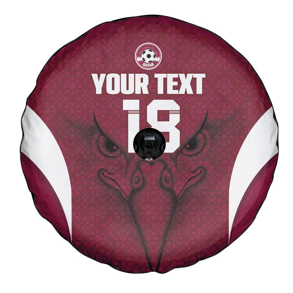 Custom Qatar Football Spare Tire Cover Maroon Falcon Spirit Red Version - Wonder Print Shop