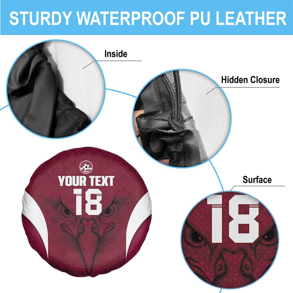 Custom Qatar Football Spare Tire Cover Maroon Falcon Spirit Red Version - Wonder Print Shop