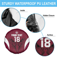 Custom Qatar Football Spare Tire Cover Maroon Falcon Spirit Red Version - Wonder Print Shop