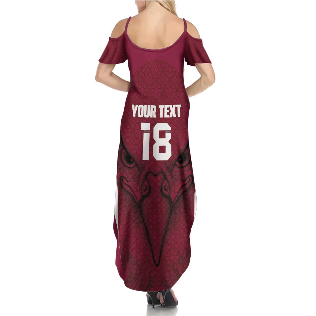 Custom Qatar Football Summer Maxi Dress Maroon Falcon Spirit Red Version - Wonder Print Shop