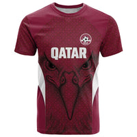 Custom Qatar Football T Shirt Maroon Falcon Spirit Red Version - Wonder Print Shop