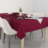 Custom Qatar Football Tablecloth Maroon Falcon Spirit Red Version - Wonder Print Shop