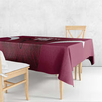 Custom Qatar Football Tablecloth Maroon Falcon Spirit Red Version - Wonder Print Shop