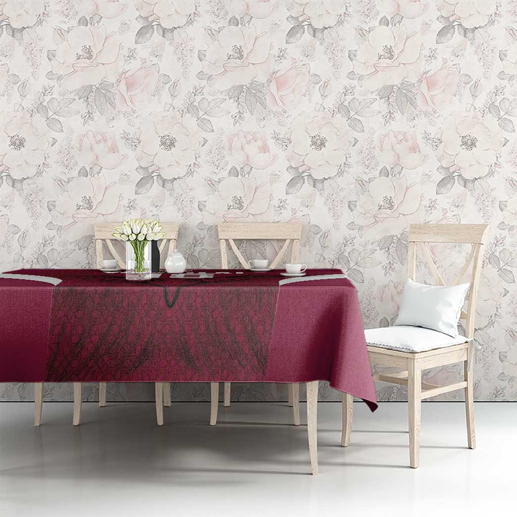 Custom Qatar Football Tablecloth Maroon Falcon Spirit Red Version - Wonder Print Shop