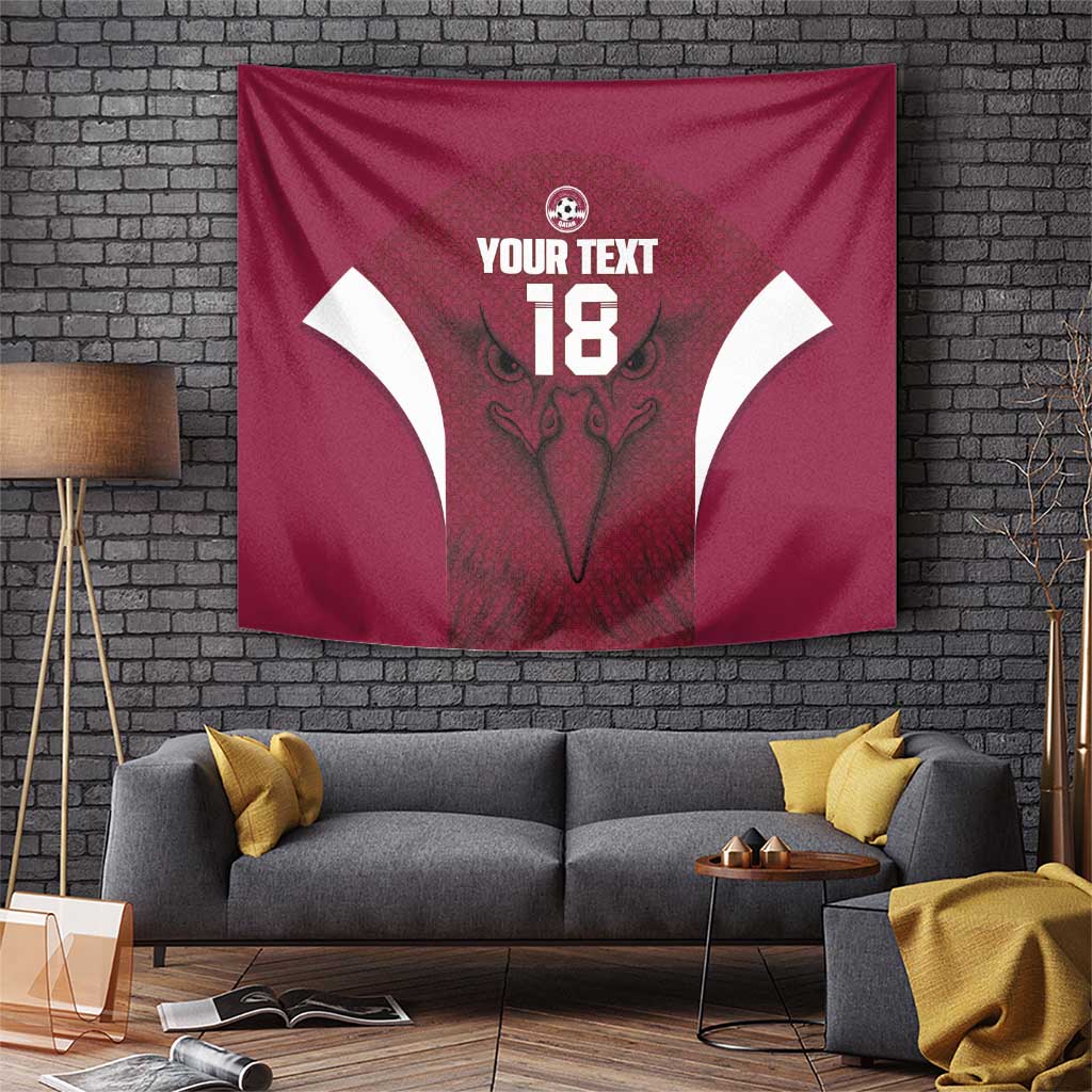 Custom Qatar Football Tapestry Maroon Falcon Spirit Red Version - Wonder Print Shop