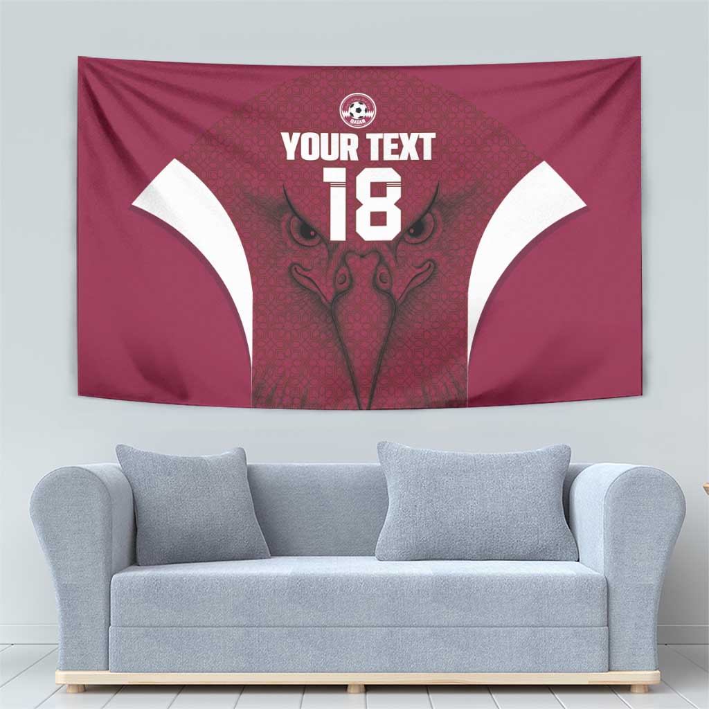 Custom Qatar Football Tapestry Maroon Falcon Spirit Red Version - Wonder Print Shop