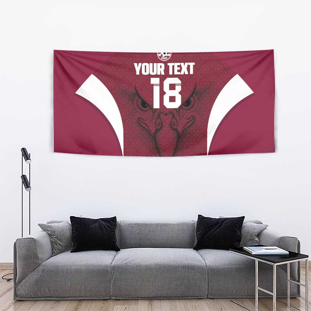 Custom Qatar Football Tapestry Maroon Falcon Spirit Red Version - Wonder Print Shop