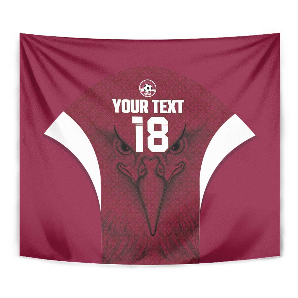 Custom Qatar Football Tapestry Maroon Falcon Spirit Red Version - Wonder Print Shop