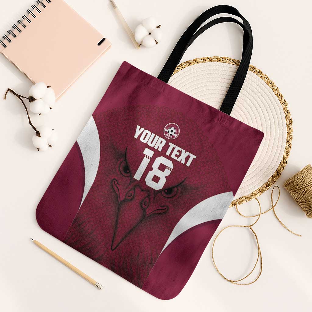Custom Qatar Football Tote Bag Maroon Falcon Spirit Red Version - Wonder Print Shop