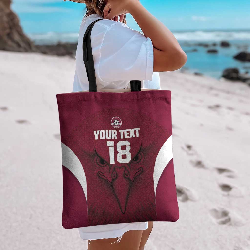 Custom Qatar Football Tote Bag Maroon Falcon Spirit Red Version - Wonder Print Shop
