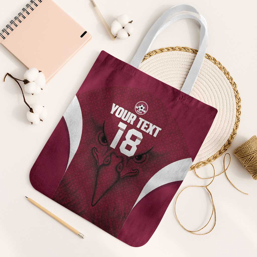 Custom Qatar Football Tote Bag Maroon Falcon Spirit Red Version - Wonder Print Shop