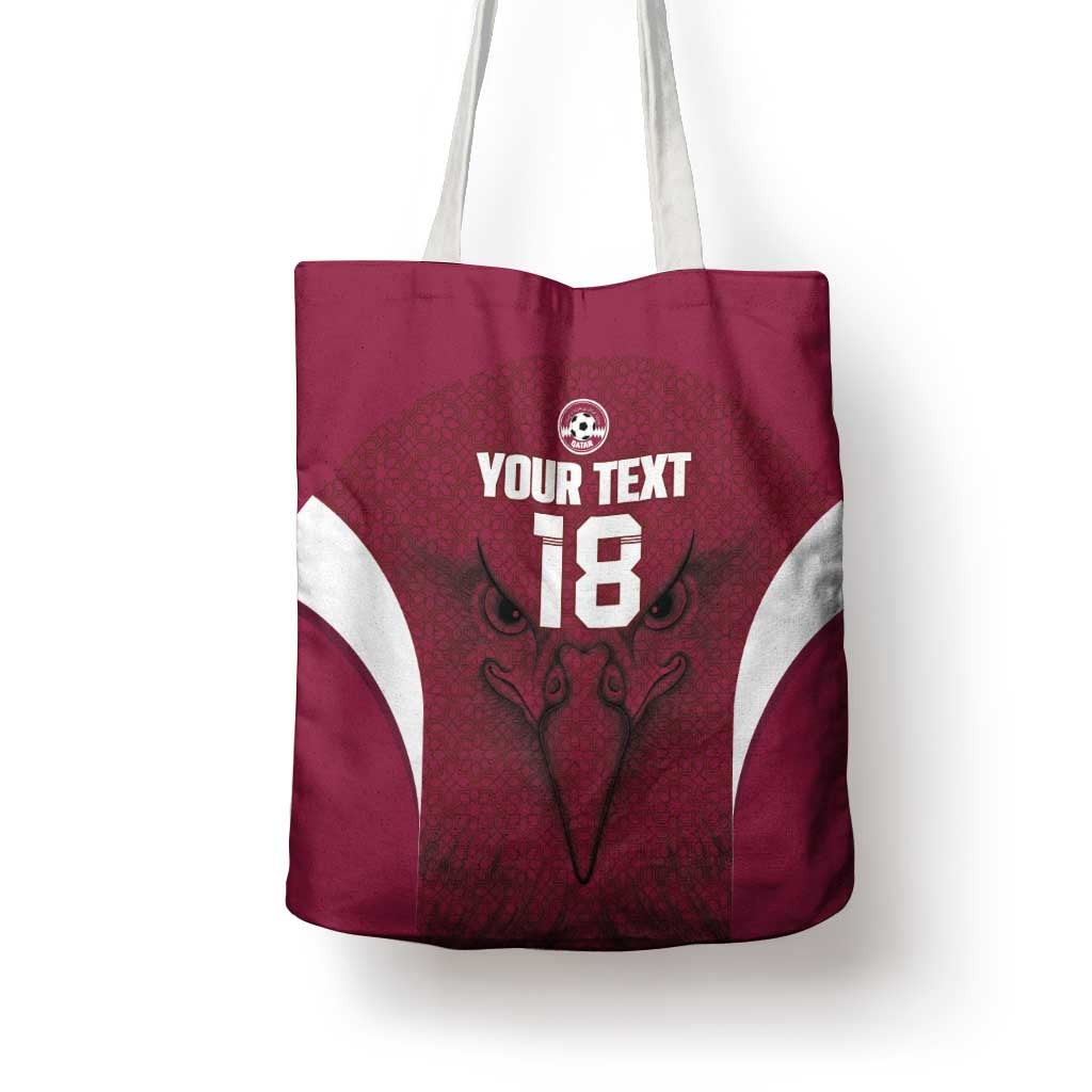 Custom Qatar Football Tote Bag Maroon Falcon Spirit Red Version - Wonder Print Shop