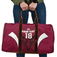 Custom Qatar Football Travel Bag Maroon Falcon Spirit Red Version - Wonder Print Shop