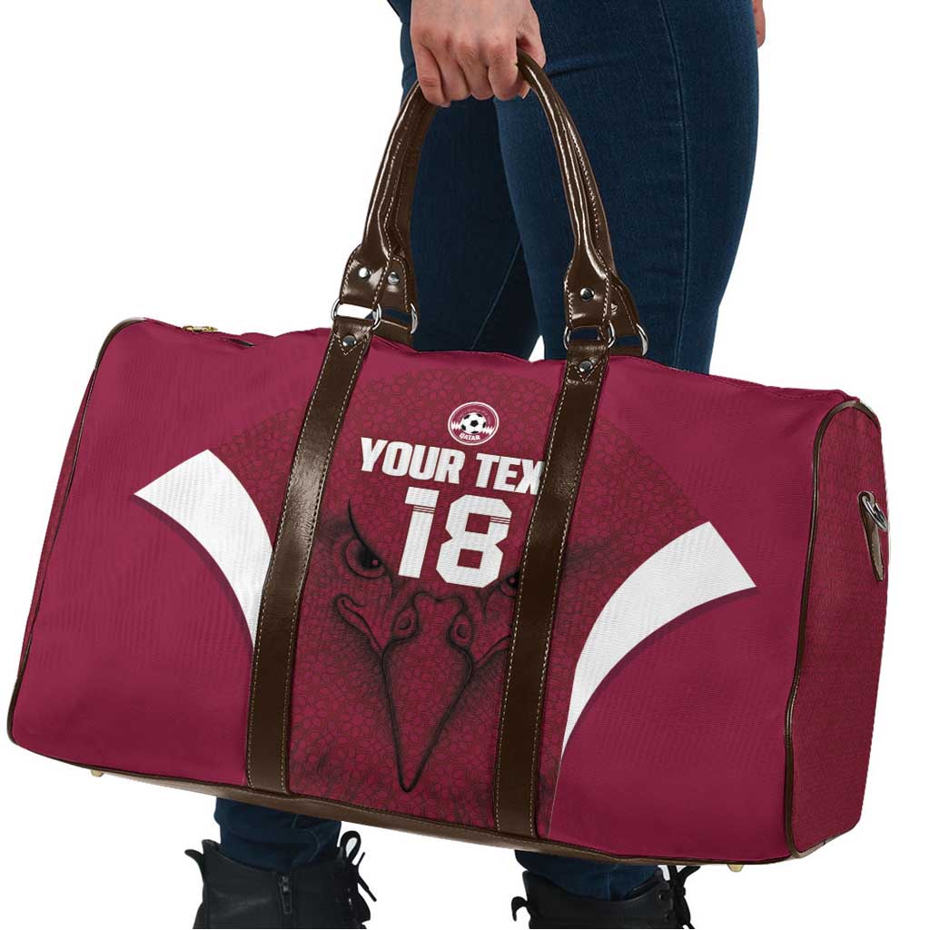 Custom Qatar Football Travel Bag Maroon Falcon Spirit Red Version - Wonder Print Shop