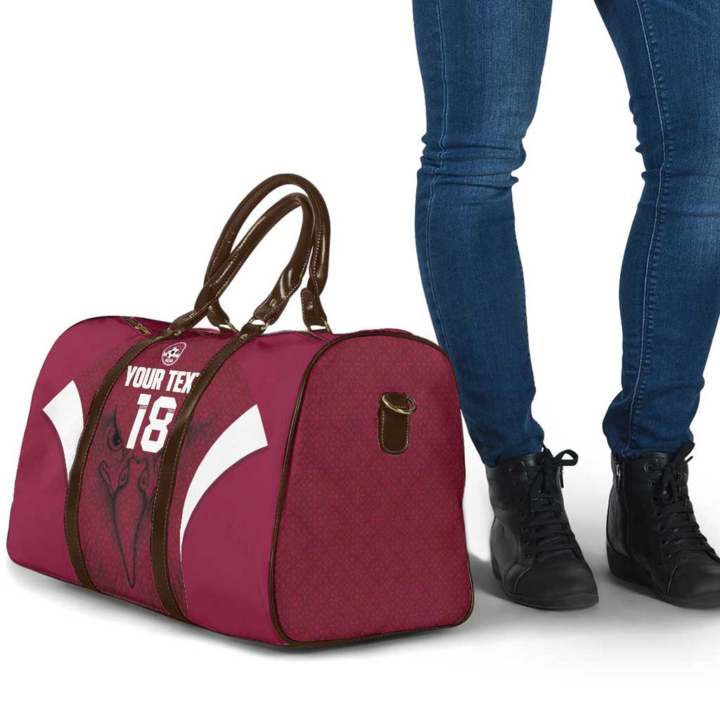 Custom Qatar Football Travel Bag Maroon Falcon Spirit Red Version - Wonder Print Shop