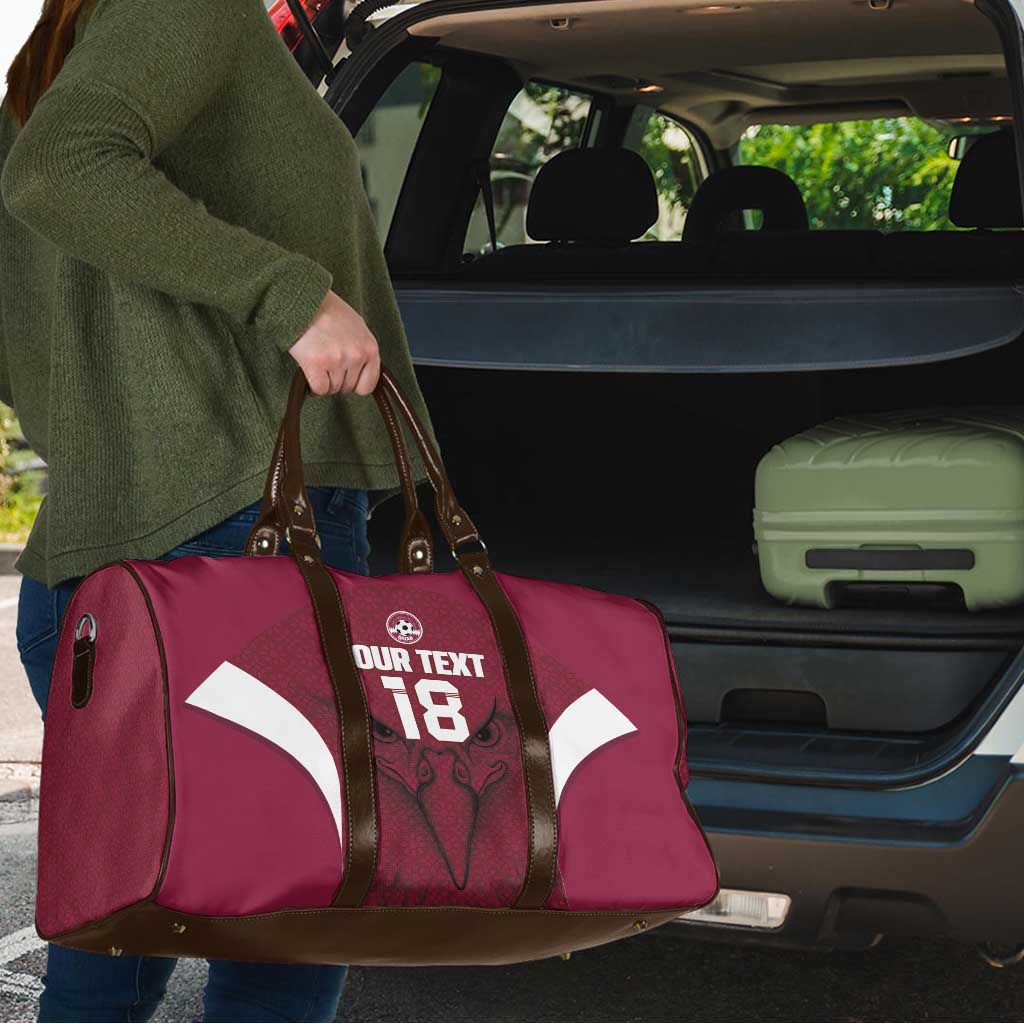 Custom Qatar Football Travel Bag Maroon Falcon Spirit Red Version - Wonder Print Shop
