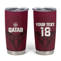 Custom Qatar Football Tumbler Cup Maroon Falcon Spirit Red Version - Wonder Print Shop