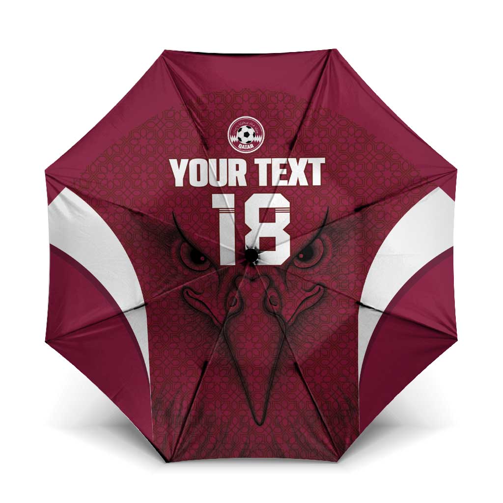 Custom Qatar Football Umbrella Maroon Falcon Spirit Red Version - Wonder Print Shop