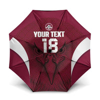 Custom Qatar Football Umbrella Maroon Falcon Spirit Red Version - Wonder Print Shop