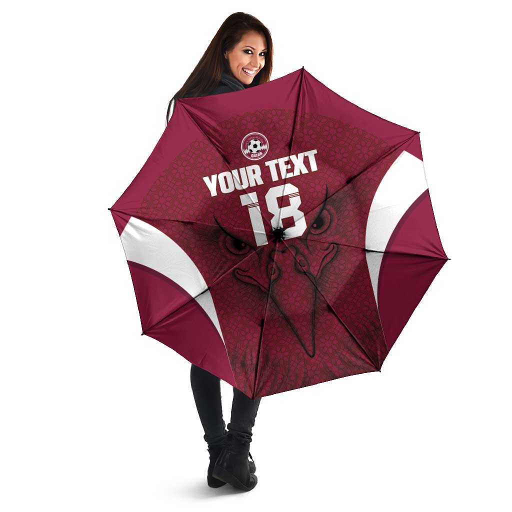 Custom Qatar Football Umbrella Maroon Falcon Spirit Red Version - Wonder Print Shop