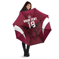 Custom Qatar Football Umbrella Maroon Falcon Spirit Red Version - Wonder Print Shop