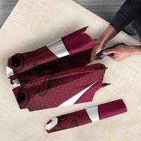 Custom Qatar Football Umbrella Maroon Falcon Spirit Red Version - Wonder Print Shop