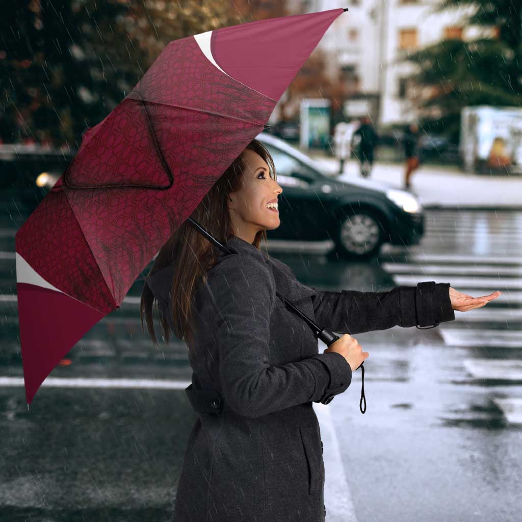 Custom Qatar Football Umbrella Maroon Falcon Spirit Red Version - Wonder Print Shop