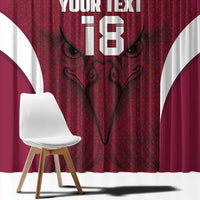 Custom Qatar Football Window Curtain Maroon Falcon Spirit Red Version - Wonder Print Shop