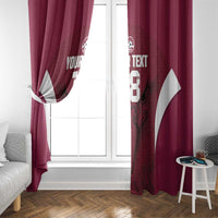Custom Qatar Football Window Curtain Maroon Falcon Spirit Red Version - Wonder Print Shop