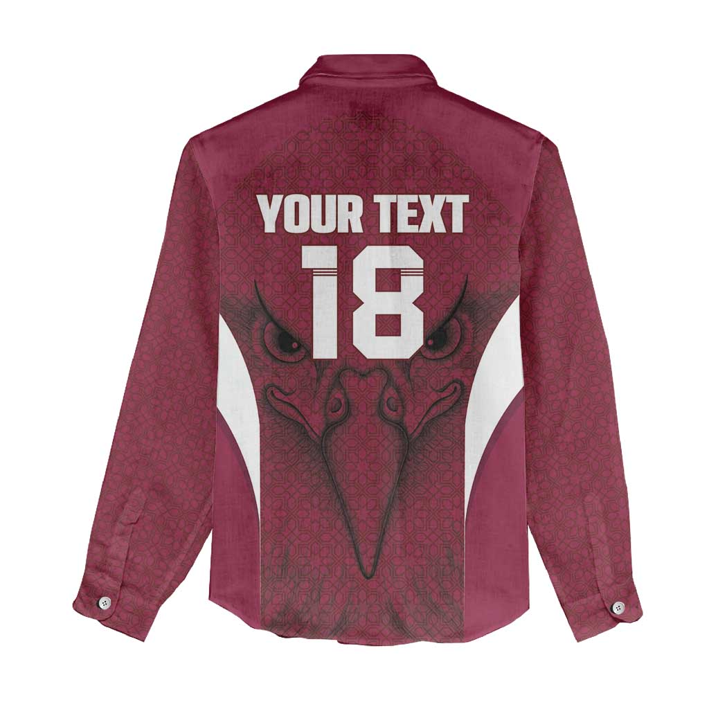 Custom Qatar Football Women Casual Shirt Maroon Falcon Spirit Red Version - Wonder Print Shop