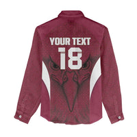 Custom Qatar Football Women Casual Shirt Maroon Falcon Spirit Red Version - Wonder Print Shop