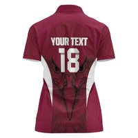 Custom Qatar Football Women Polo Shirt Maroon Falcon Spirit Red Version - Wonder Print Shop