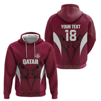 Custom Qatar Football Zip Hoodie Maroon Falcon Spirit Red Version - Wonder Print Shop