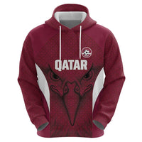 Custom Qatar Football Zip Hoodie Maroon Falcon Spirit Red Version - Wonder Print Shop