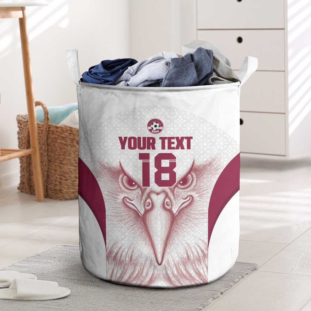 Custom Qatar Football Laundry Basket Maroon Falcon Spirit White Version - Wonder Print Shop