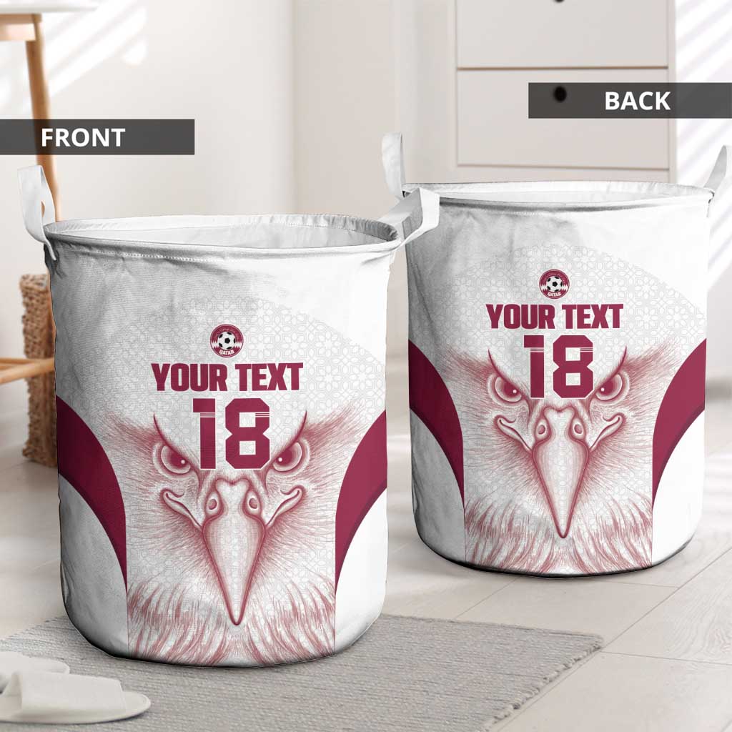 Custom Qatar Football Laundry Basket Maroon Falcon Spirit White Version - Wonder Print Shop