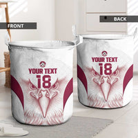 Custom Qatar Football Laundry Basket Maroon Falcon Spirit White Version - Wonder Print Shop