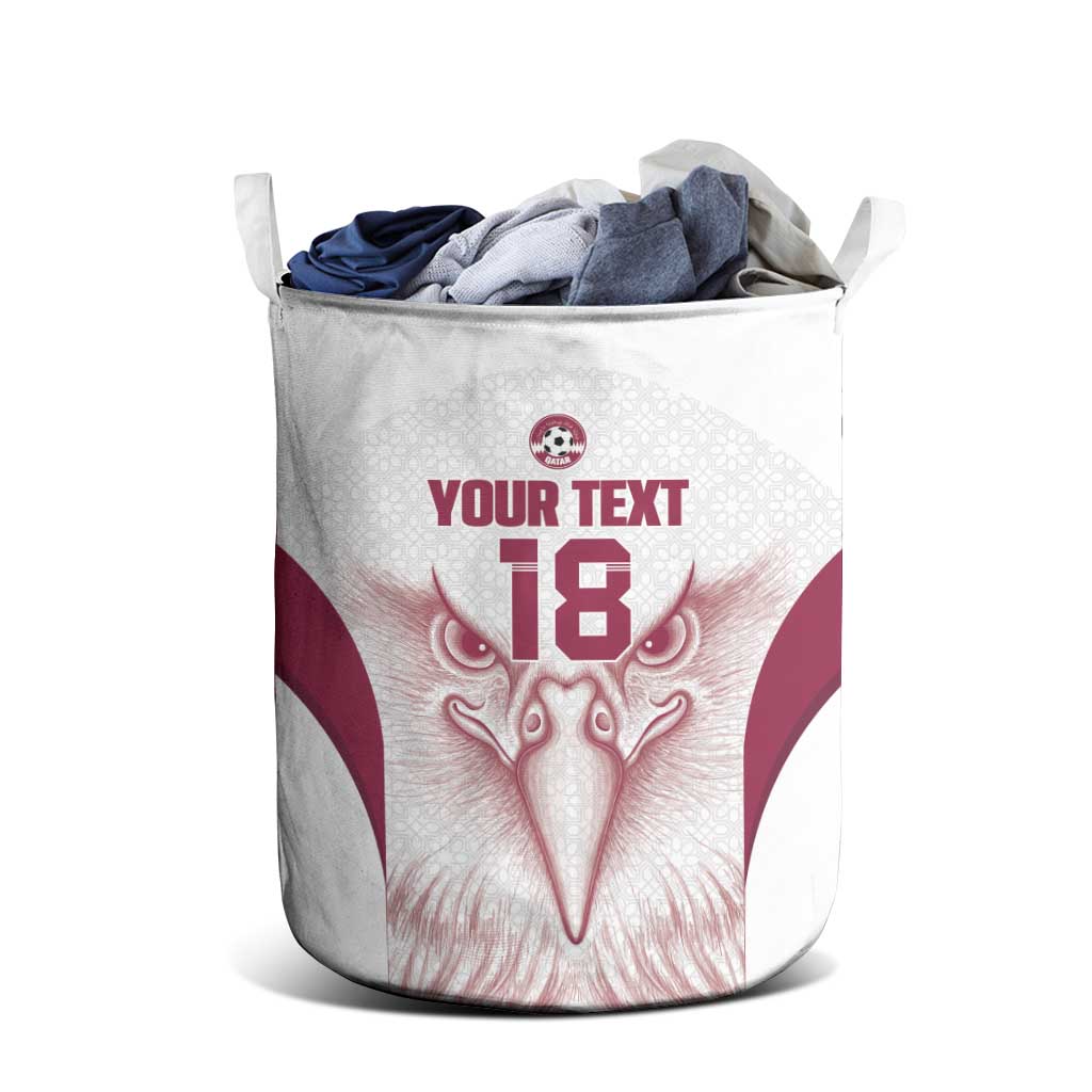 Custom Qatar Football Laundry Basket Maroon Falcon Spirit White Version - Wonder Print Shop