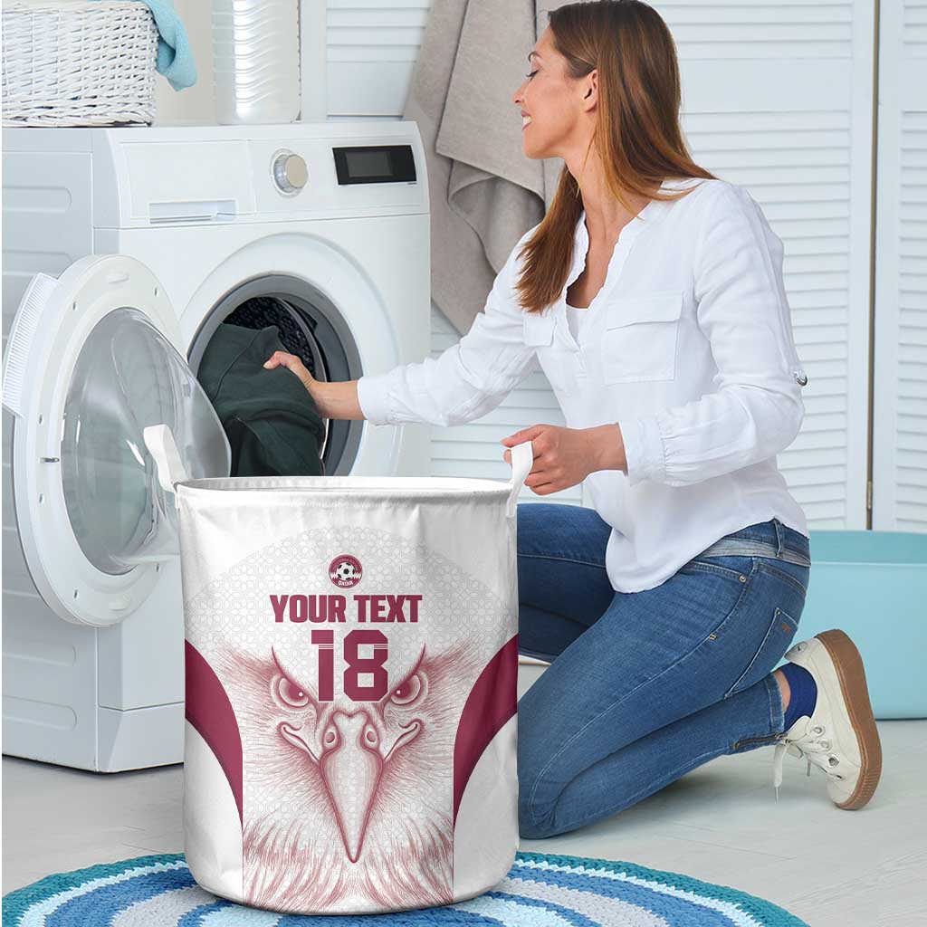 Custom Qatar Football Laundry Basket Maroon Falcon Spirit White Version - Wonder Print Shop