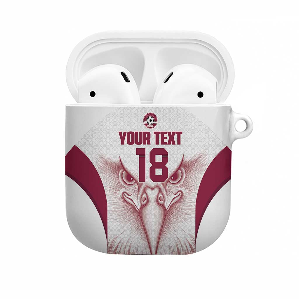 Custom Qatar Football AirPods Case Maroon Falcon Spirit White Version - Wonder Print Shop