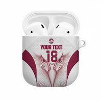 Custom Qatar Football AirPods Case Maroon Falcon Spirit White Version - Wonder Print Shop