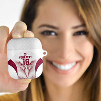Custom Qatar Football AirPods Case Maroon Falcon Spirit White Version - Wonder Print Shop