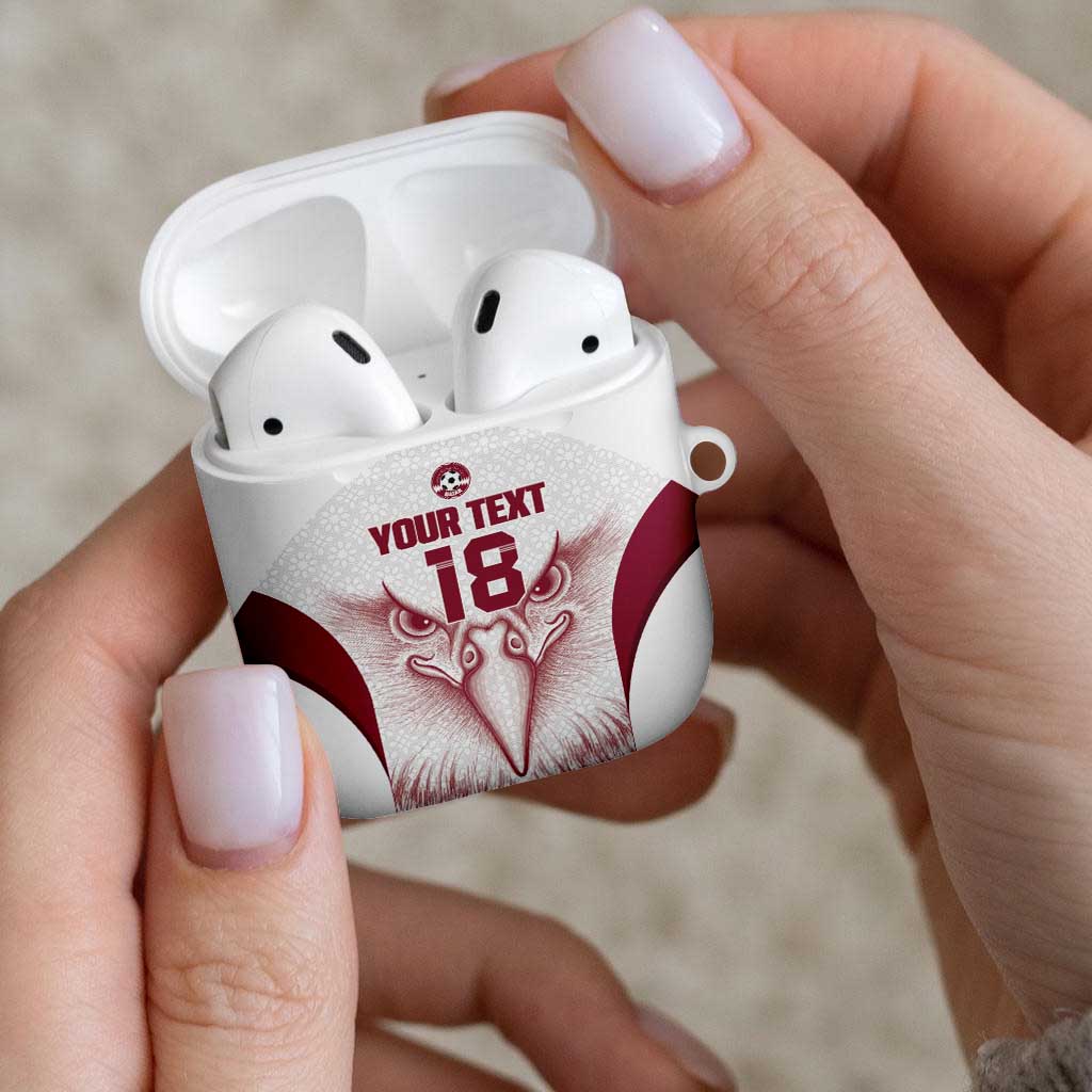 Custom Qatar Football AirPods Case Maroon Falcon Spirit White Version - Wonder Print Shop
