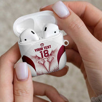 Custom Qatar Football AirPods Case Maroon Falcon Spirit White Version - Wonder Print Shop