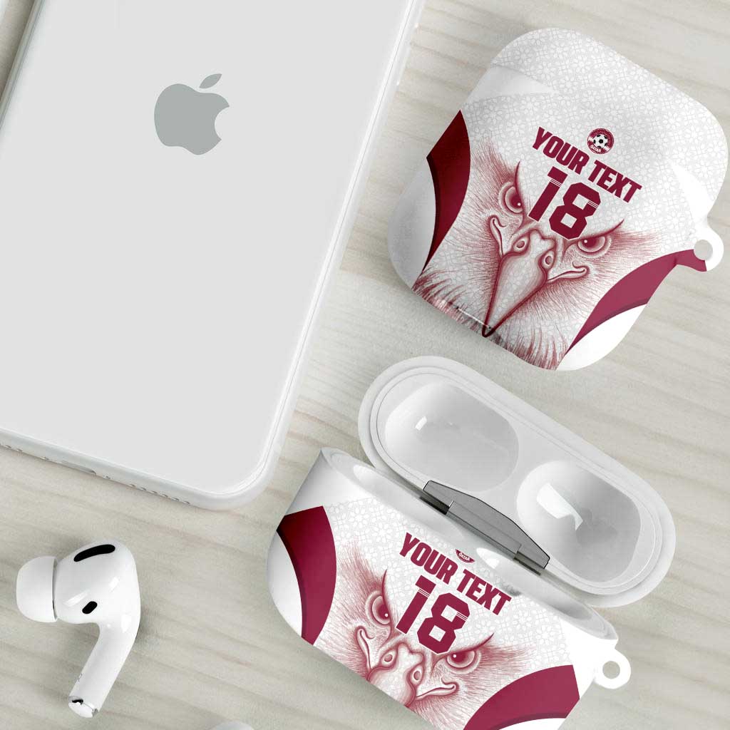 Custom Qatar Football AirPods Case Maroon Falcon Spirit White Version - Wonder Print Shop