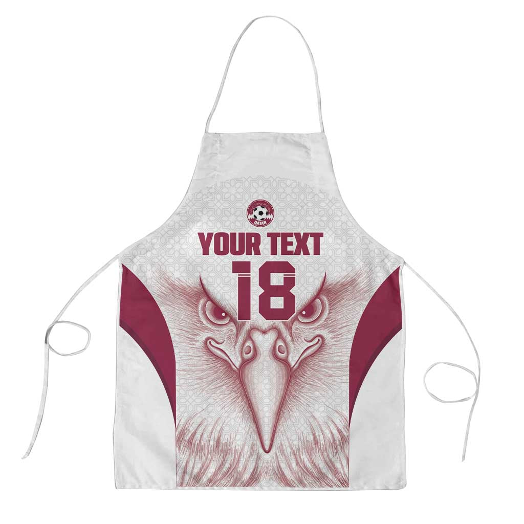 Custom Qatar Football Apron Maroon Falcon Spirit White Version - Wonder Print Shop